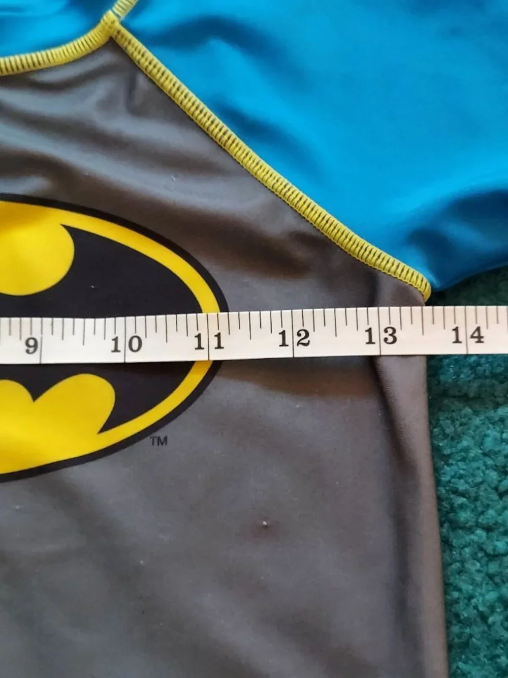 Batman DC Comics Boy's Blue White Yellow Swim Shorts And Shirt Set Size 5